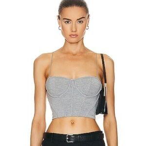 NEW SER.O.YA Gray Corset-Style Crop Top Cotton Blend Soft JOAH Brown AYAI Style